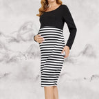 Breastfeeding Maternity Wear Long Sleeved Round Neck