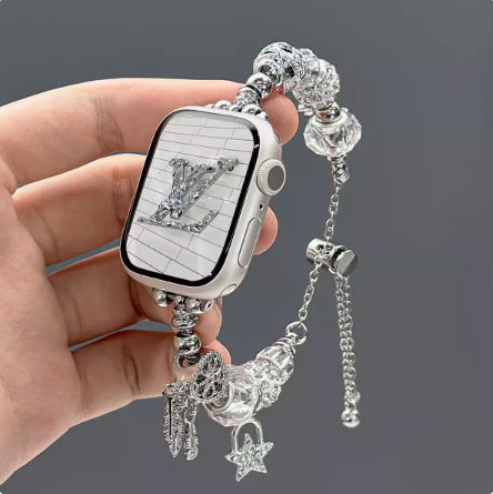 Crystal String Beads Pendant Metal Strap