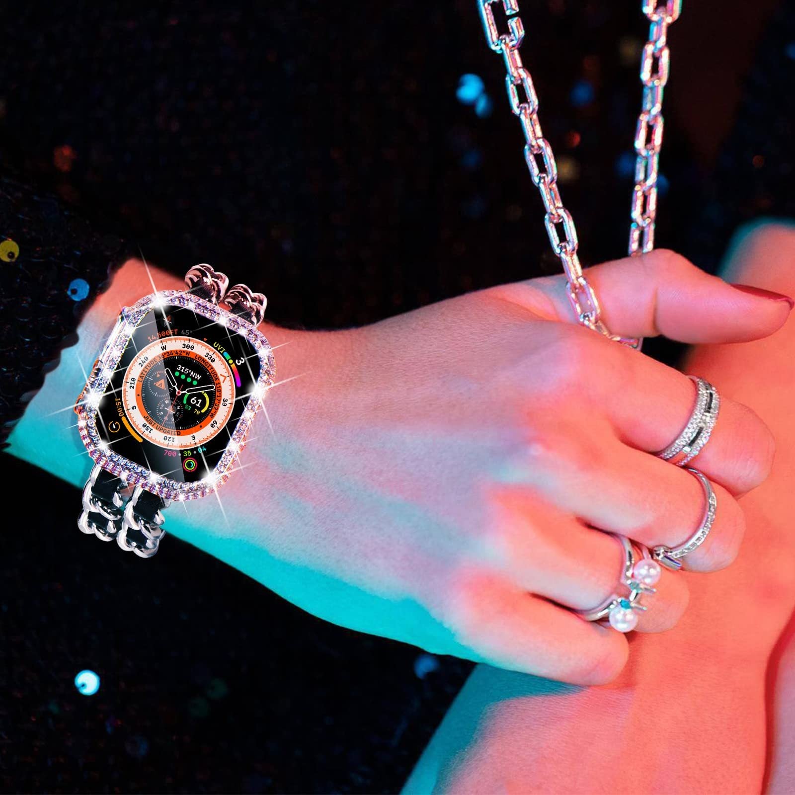 Full Diamond Cut-out Smart Watch Protective Case