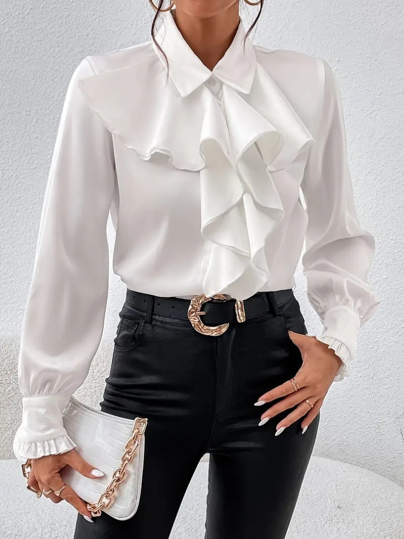 Design Ruffled Laminated Decoration Shirt