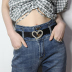 Black Ladies Belt Love Inset Rhinestone Golden Kiss Belt Fashion Hundred Matching Jeans Skirt Coat Coat