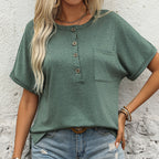 Loose Top Cardigan Button Pocket