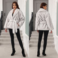 Fur Mid-length Coat With Belt Fashionable
