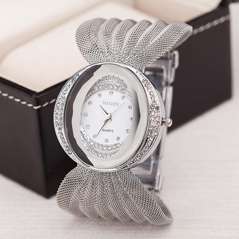 Gold Silver Mesh Strap Watch Ladies Fashion Watch