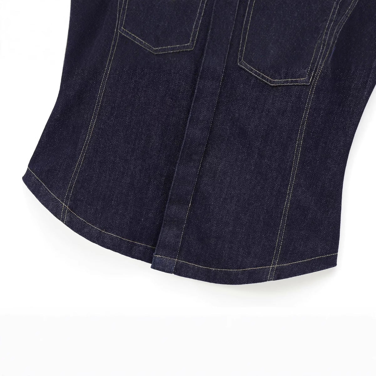 European And American Style Fashion String Decoration Lapel Sleeveless Denim Shirt