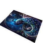 Blue Peacock Living Room Non-slip Absorbent Carpet Mat
