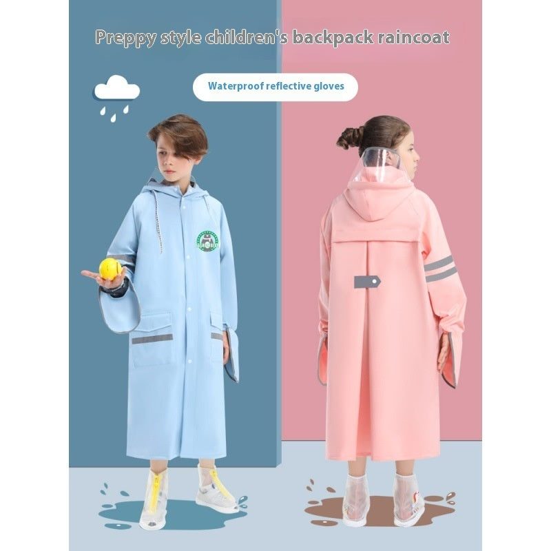Children's Raincoat Girls Boys Primary School Students School Belt Schoolbag Seat Middle And Big Children Full Body Poncho
