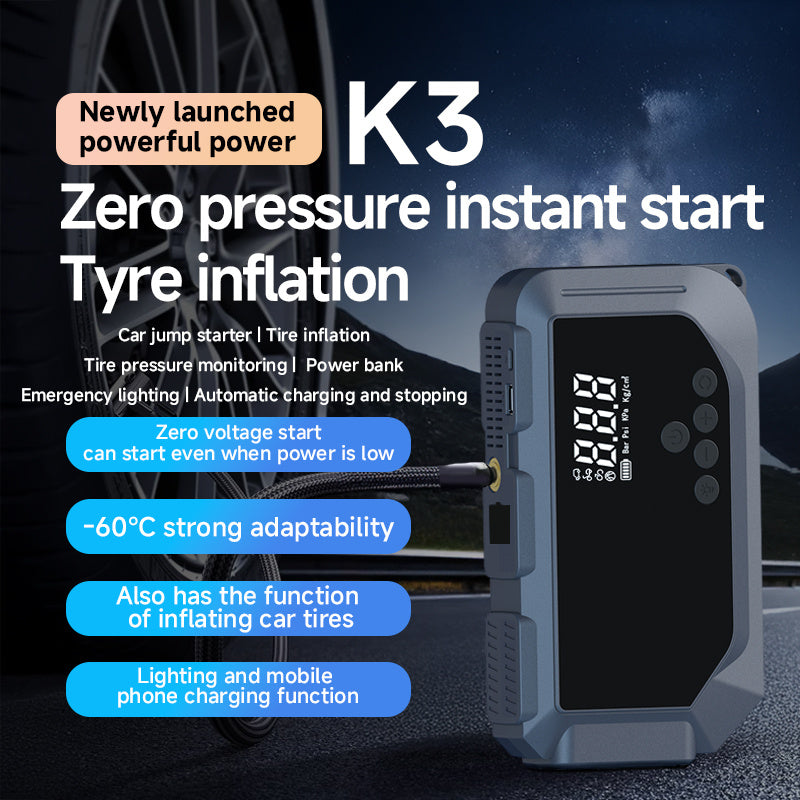 Car Battery Starter With Air Compressor 150PSI With Digital Tire Inflator 12V Car Battery